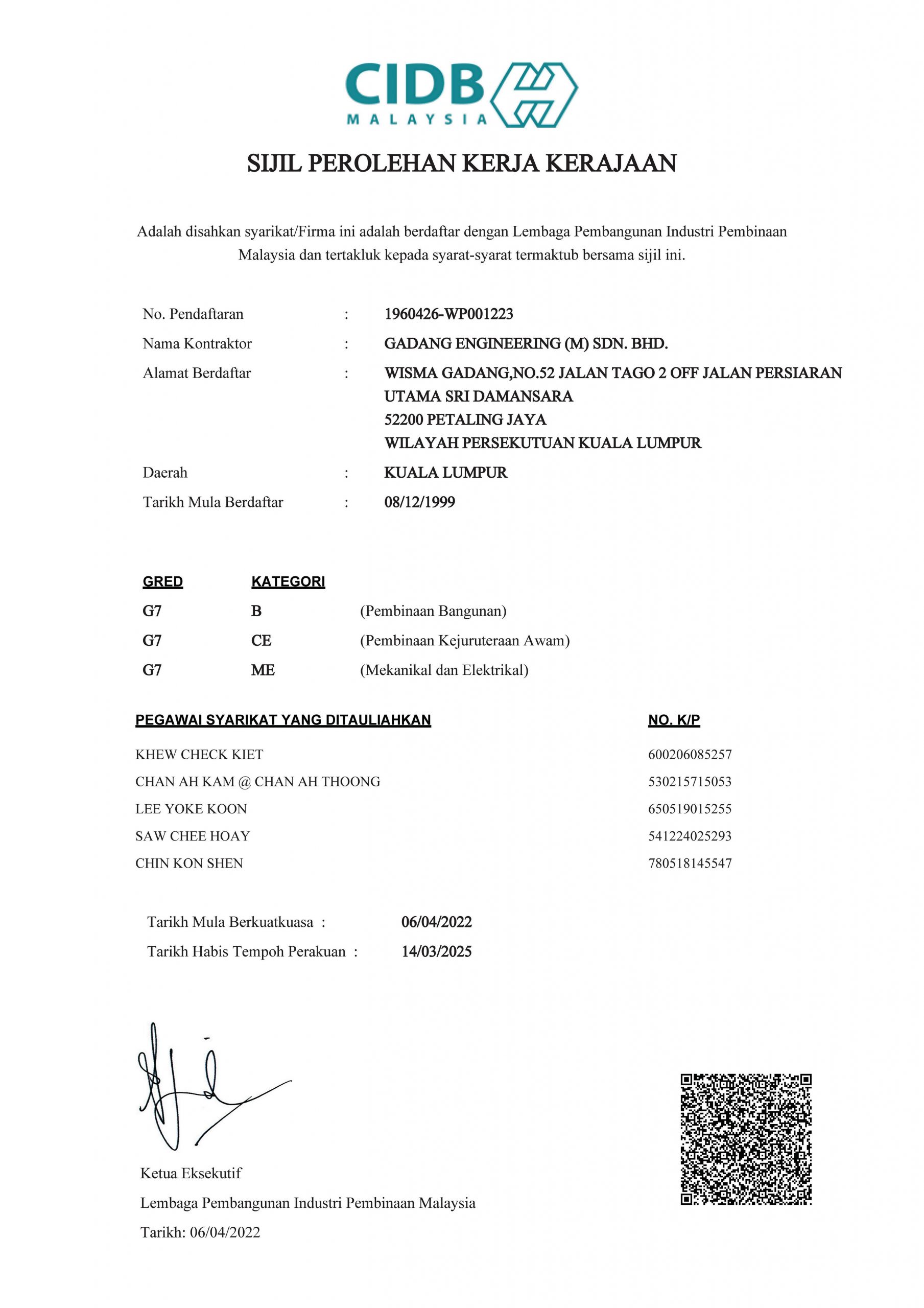 Sijil Perolehan Kerja Kerajaan (spkk)